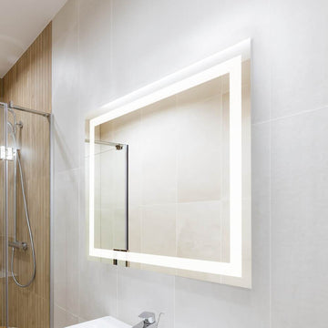Remy Rectangular Frameless Anti-Fog Aluminum Front-lit Tri-color LED Bathroom Vanity Mirror with Smart Touch Control - JONATHAN Y